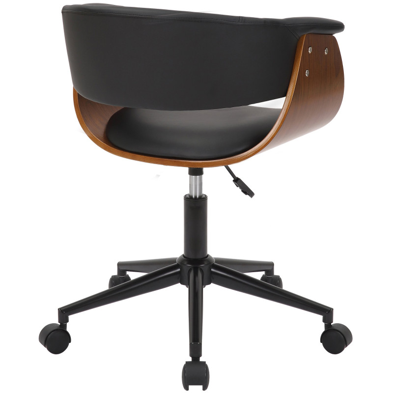 Chaise de bureau Bruce en similicuir noyer/noir