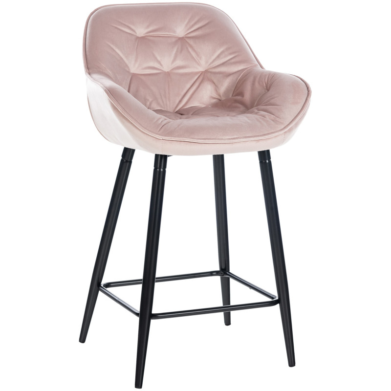 Banqueta de bar Gibson 76 em veludo, rosa