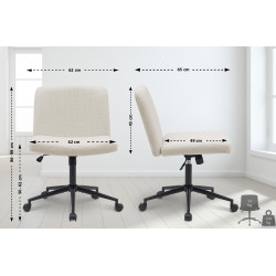 Chaise de bureau en tissu Kingman crème