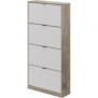 Meuble a chaussures - 4 Portes - Chene et blanc - 75x24x154 cm - Leona