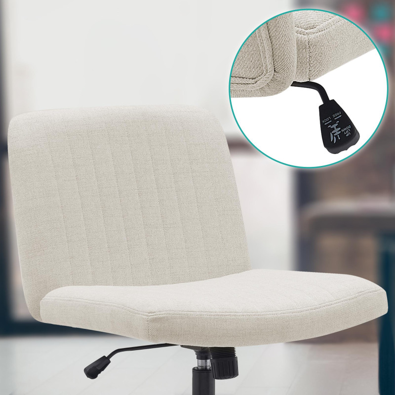 Chaise de bureau en tissu Kingman crème