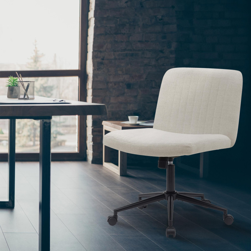 Chaise de bureau en tissu Kingman crème