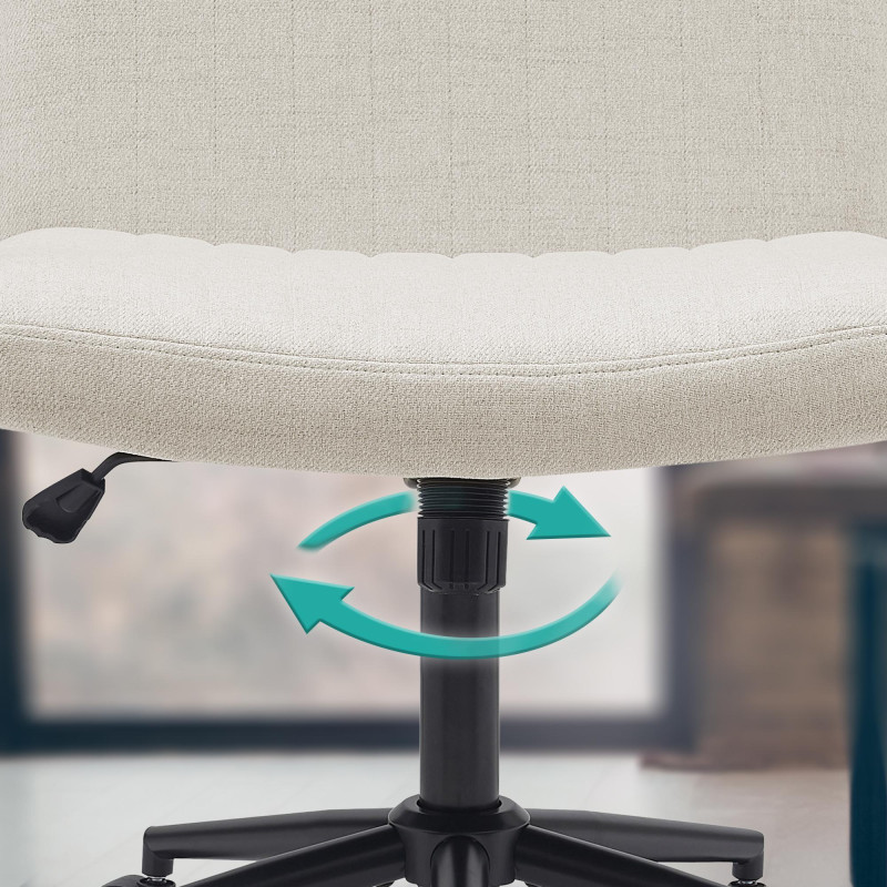 Chaise de bureau en tissu Kingman crème
