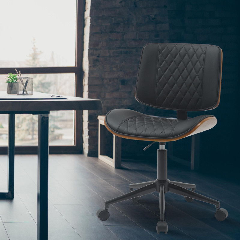 Chaise de bureau Plover en similicuir noyer/noir
