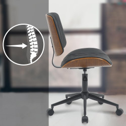 Chaise de bureau Plover en similicuir noyer/noir