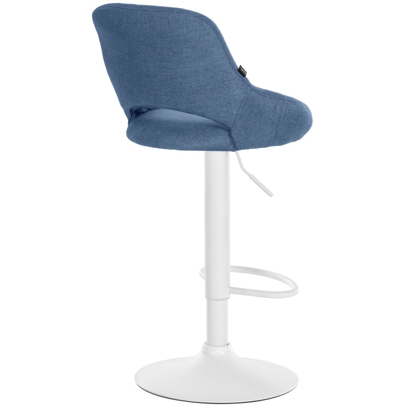 Tabouret de bar Milet, tissu, blanc/bleu