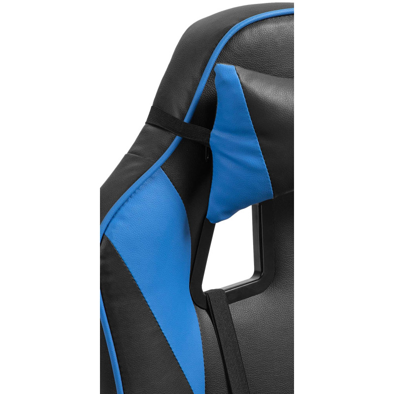 Chaise de bureau Orkney en similicuir noir/bleu