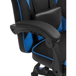 Chaise de bureau Orkney en similicuir noir/bleu