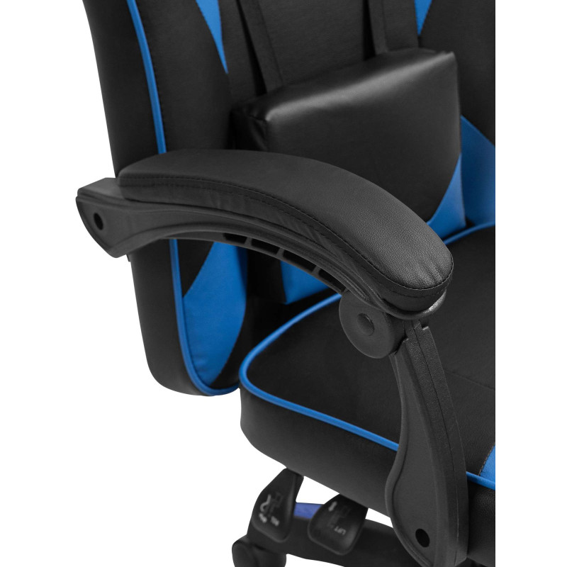 Chaise de bureau Orkney en similicuir noir/bleu