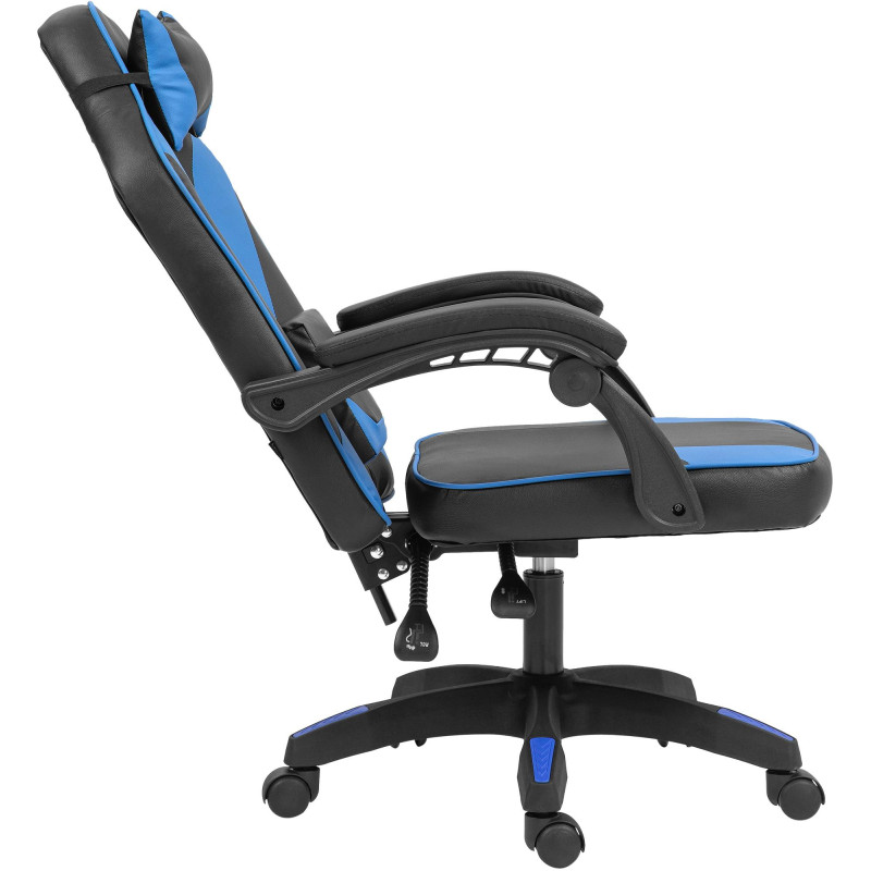 Chaise de bureau Orkney en similicuir noir/bleu