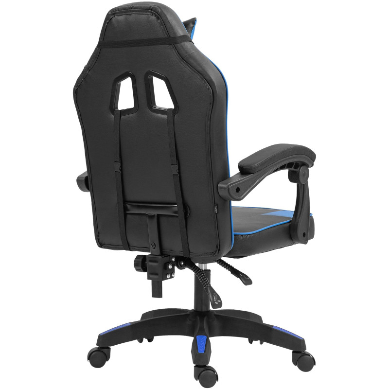 Chaise de bureau Orkney en similicuir noir/bleu