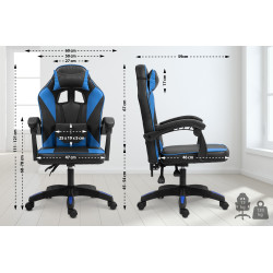 Chaise de bureau Orkney en similicuir noir/bleu