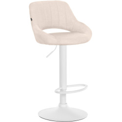 Tabouret de bar Milet, tissu, blanc/crème