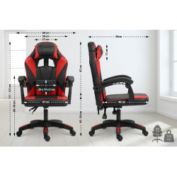 Chaise de bureau Orkney en similicuir noir/rouge