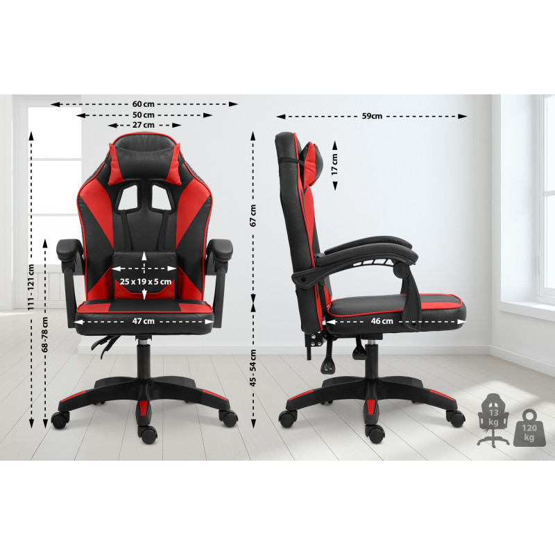 Chaise de bureau Orkney en similicuir noir/rouge