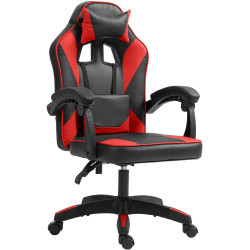 Chaise de bureau Orkney en similicuir noir/rouge