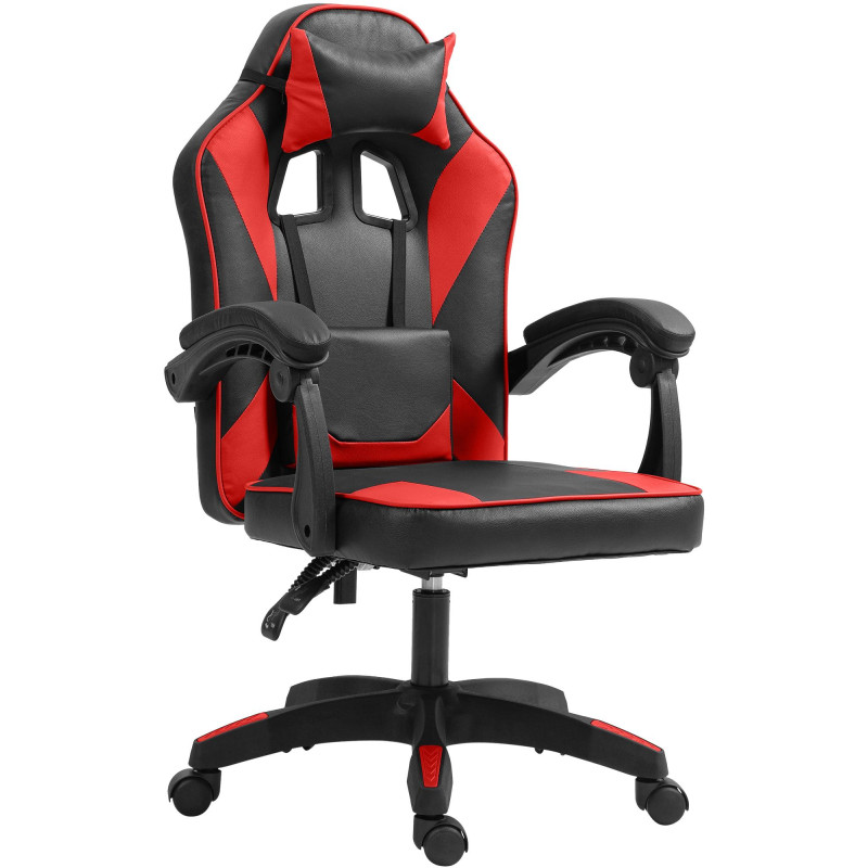 Chaise de bureau Orkney en similicuir noir/rouge