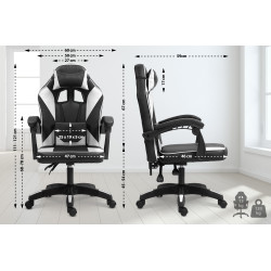 Chaise de bureau Orkney en similicuir noir/blanc