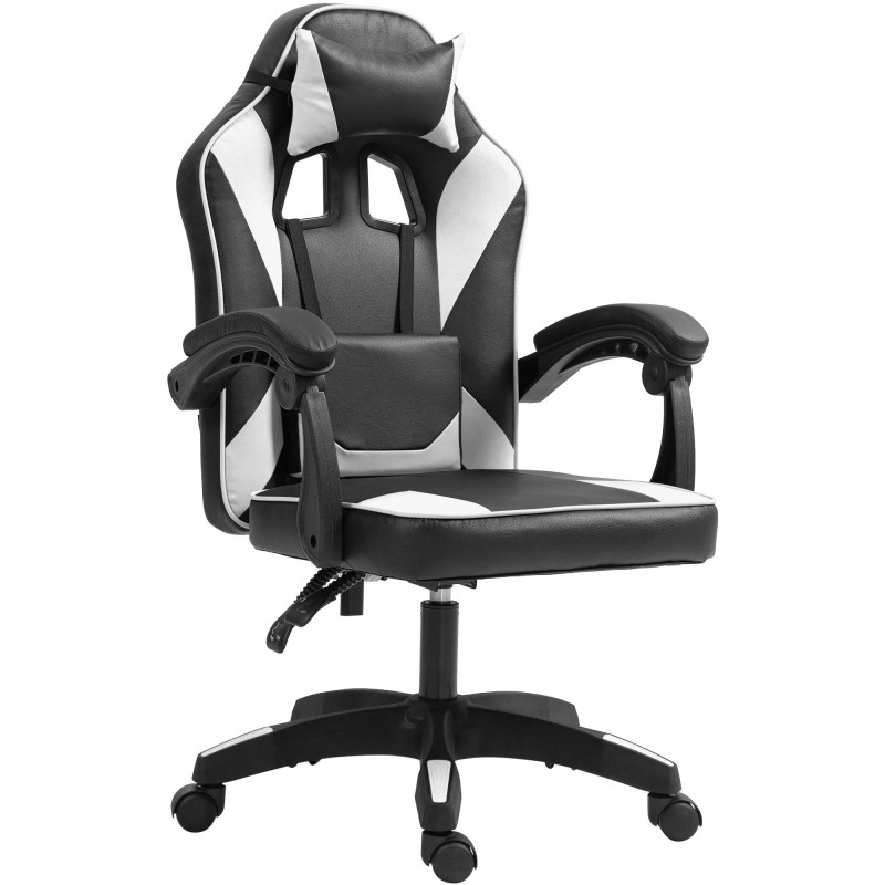 Chaise de bureau Orkney en similicuir noir/blanc