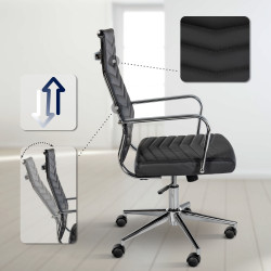 Chaise de bureau Canby en similicuir noir