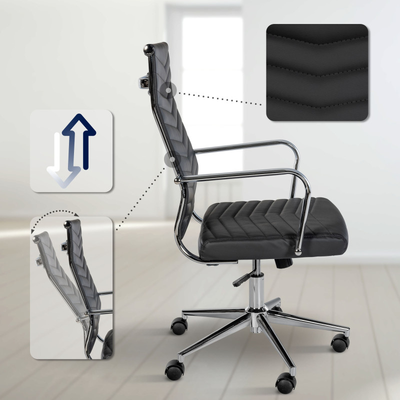 Chaise de bureau Canby en similicuir noir
