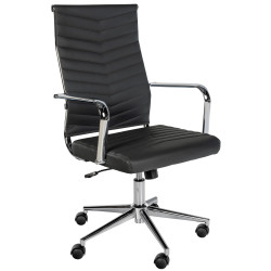 Chaise de bureau Canby en similicuir noir