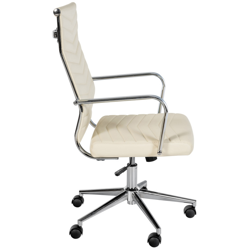 Chaise de bureau Canby en similicuir crème