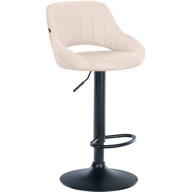 Tabouret de bar Milet, tissu, noir et crème