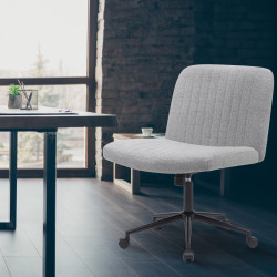Chaise de bureau en tissu Kingman gris clair