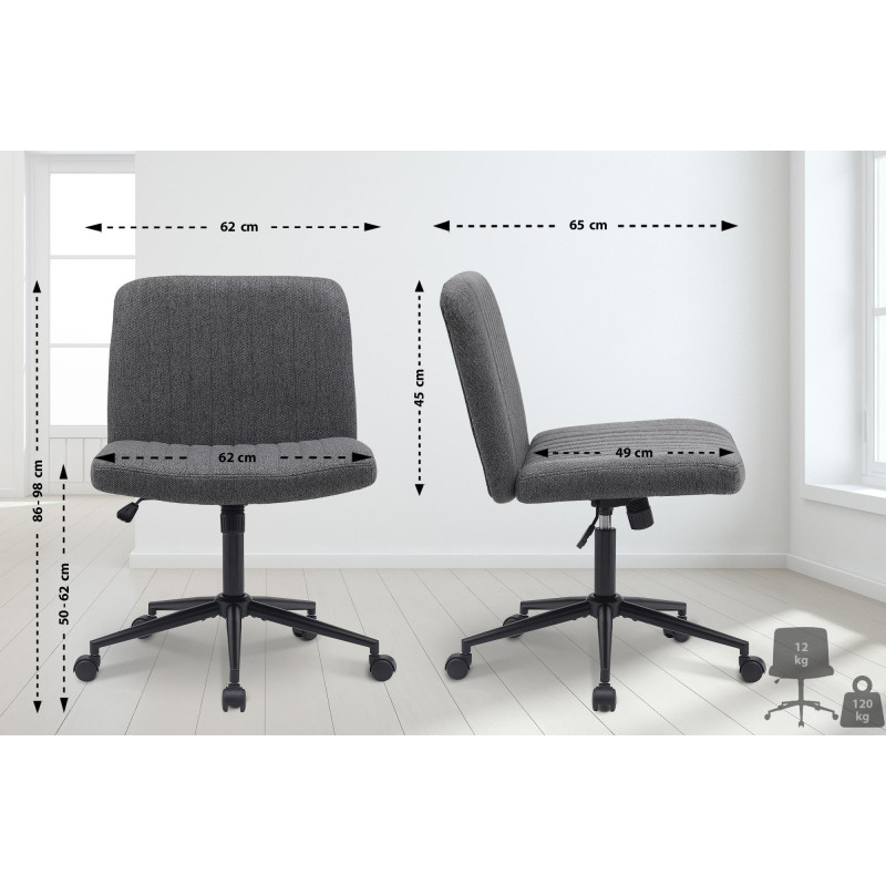 Chaise de bureau en tissu Kingman gris foncé