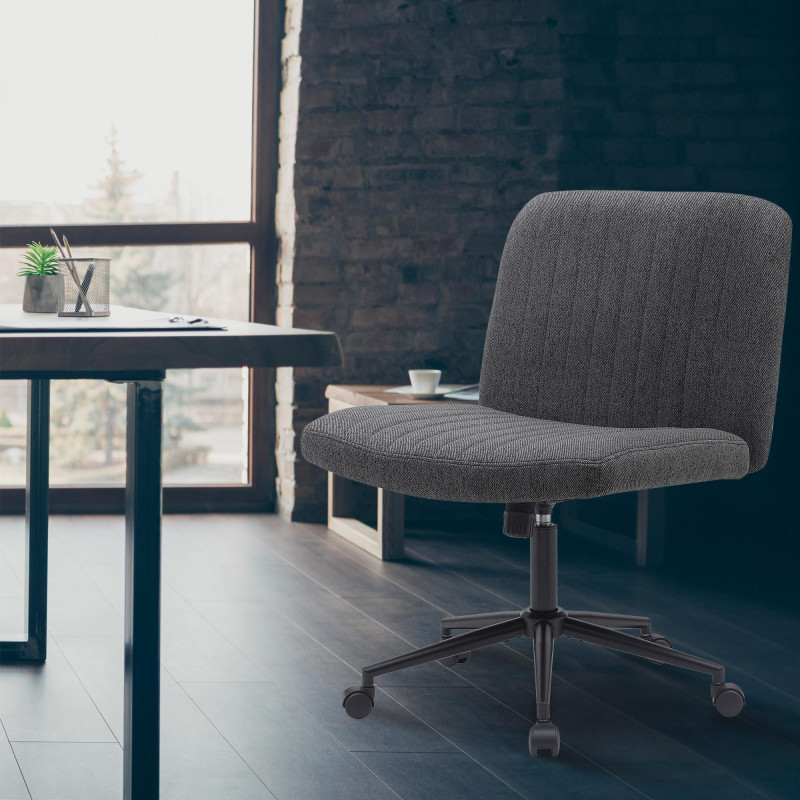 Chaise de bureau en tissu Kingman gris foncé