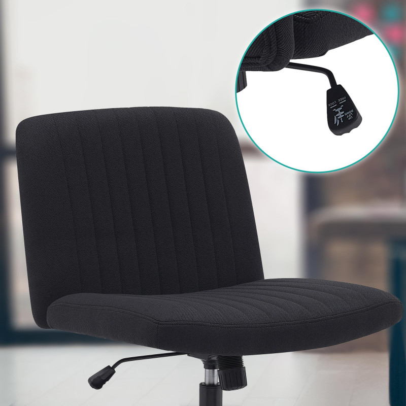 Chaise de bureau en tissu Kingman noir