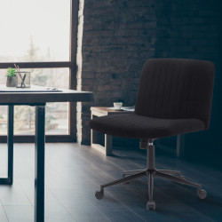 Chaise de bureau en tissu Kingman noir