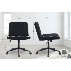 Chaise de bureau en velours Kingman noir