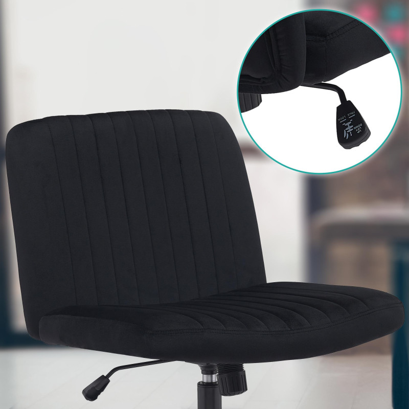 Chaise de bureau en velours Kingman noir