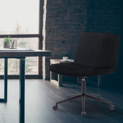 Chaise de bureau en velours Kingman noir