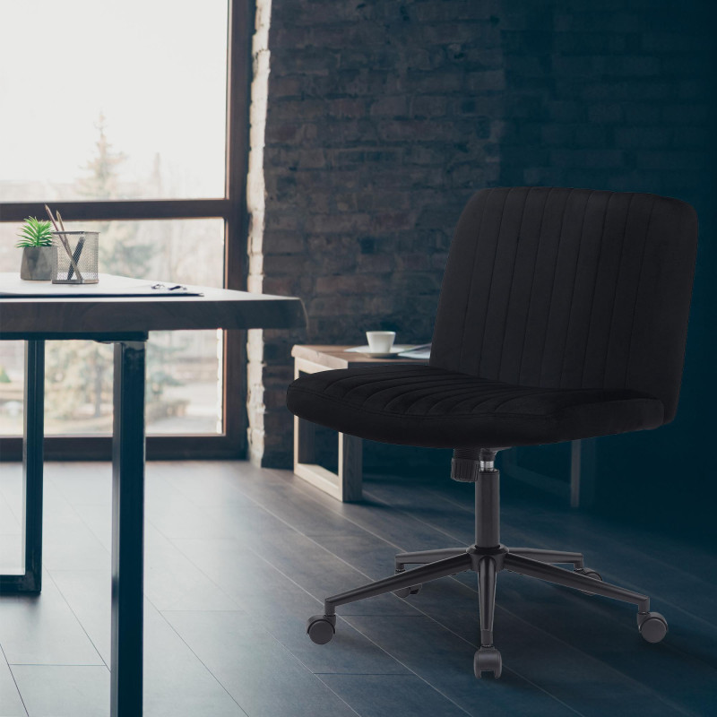 Chaise de bureau en velours Kingman noir