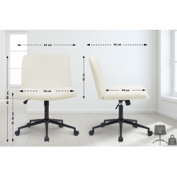 Chaise de bureau en velours Kingman crème