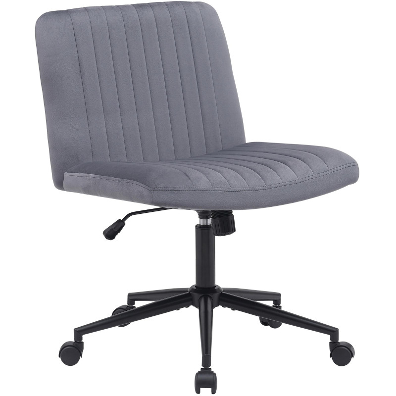 Chaise de bureau en velours Kingman gris foncé