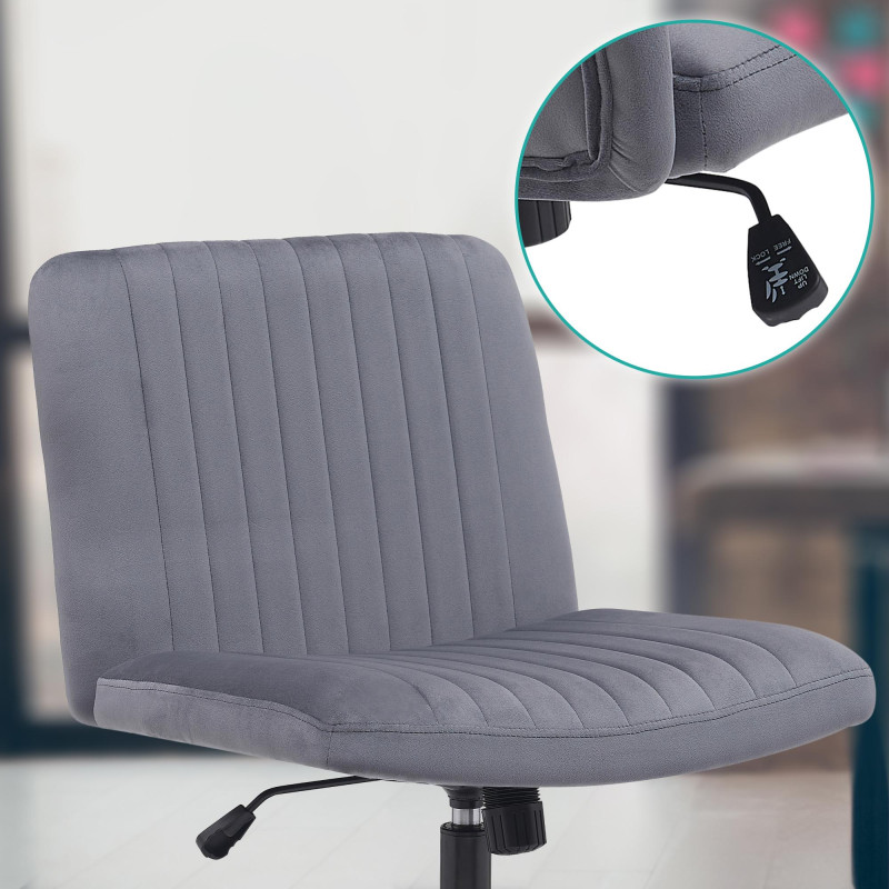 Chaise de bureau en velours Kingman gris foncé