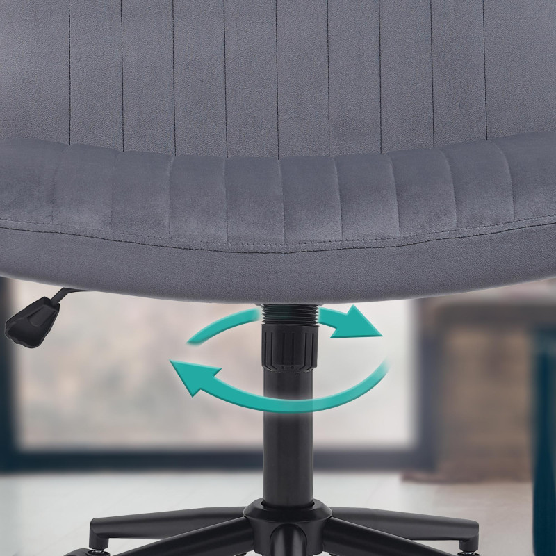 Chaise de bureau en velours Kingman gris foncé