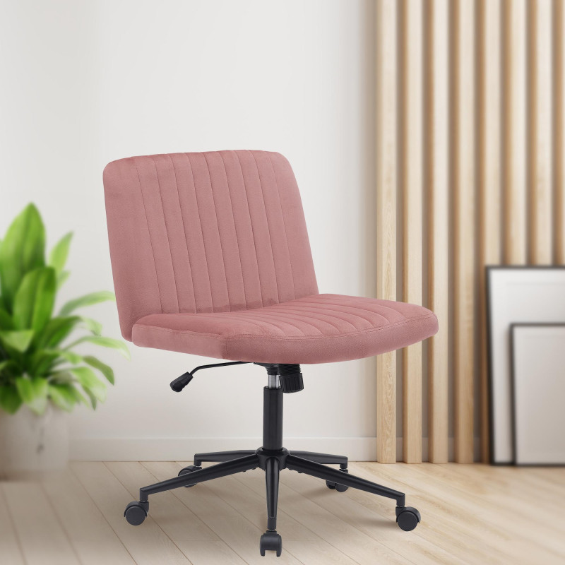 Chaise de bureau en velours Kingman rose