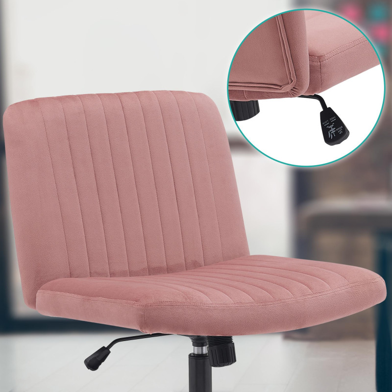 Chaise de bureau en velours Kingman rose