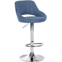 Tabouret de bar Milet, tissu, chrome, bleu