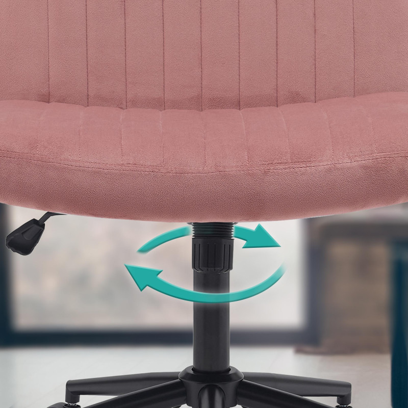 Chaise de bureau en velours Kingman rose