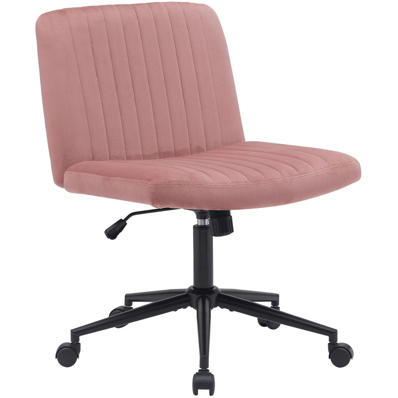 Chaise de bureau en velours Kingman rose
