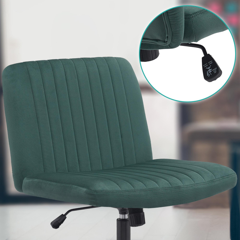 Chaise de bureau en velours Kingman vert