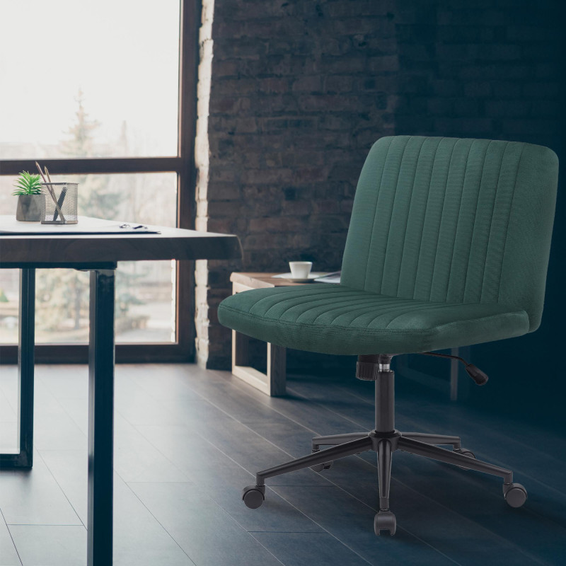 Chaise de bureau en velours Kingman vert