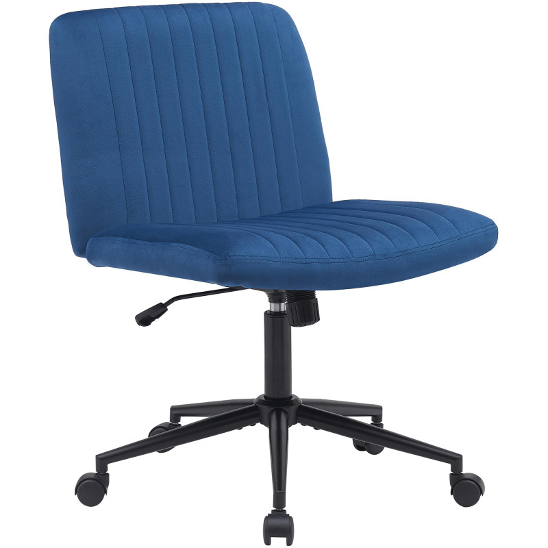 Chaise de bureau en velours Kingman bleu