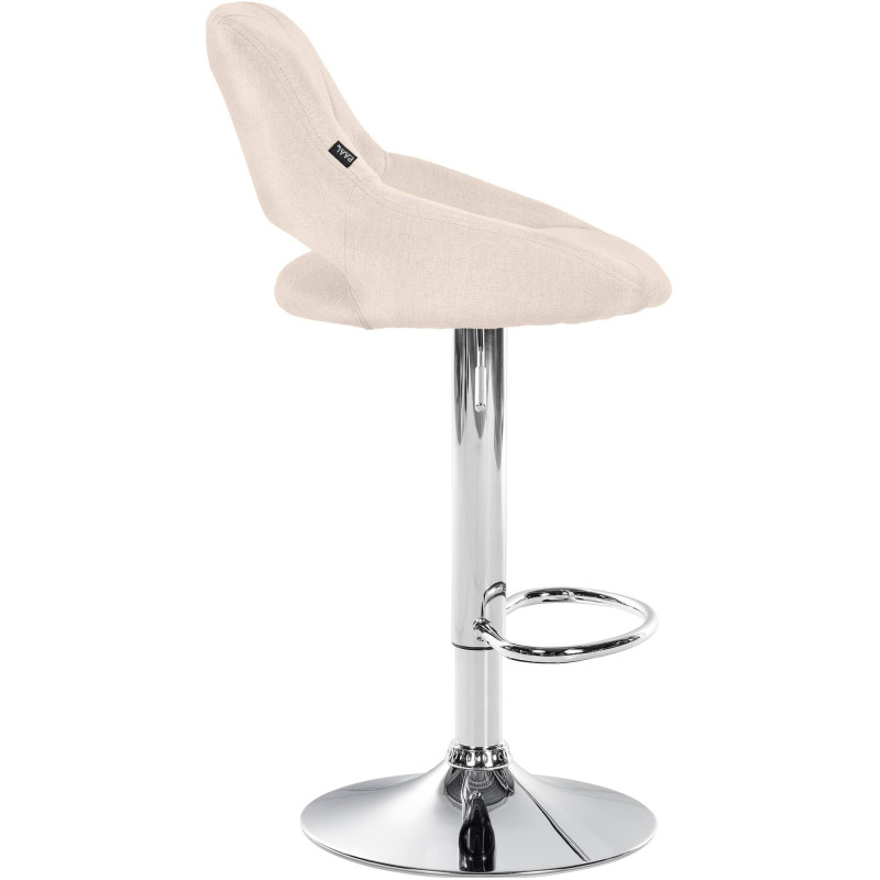 Tabouret de bar Milet, tissu, chrome, crème